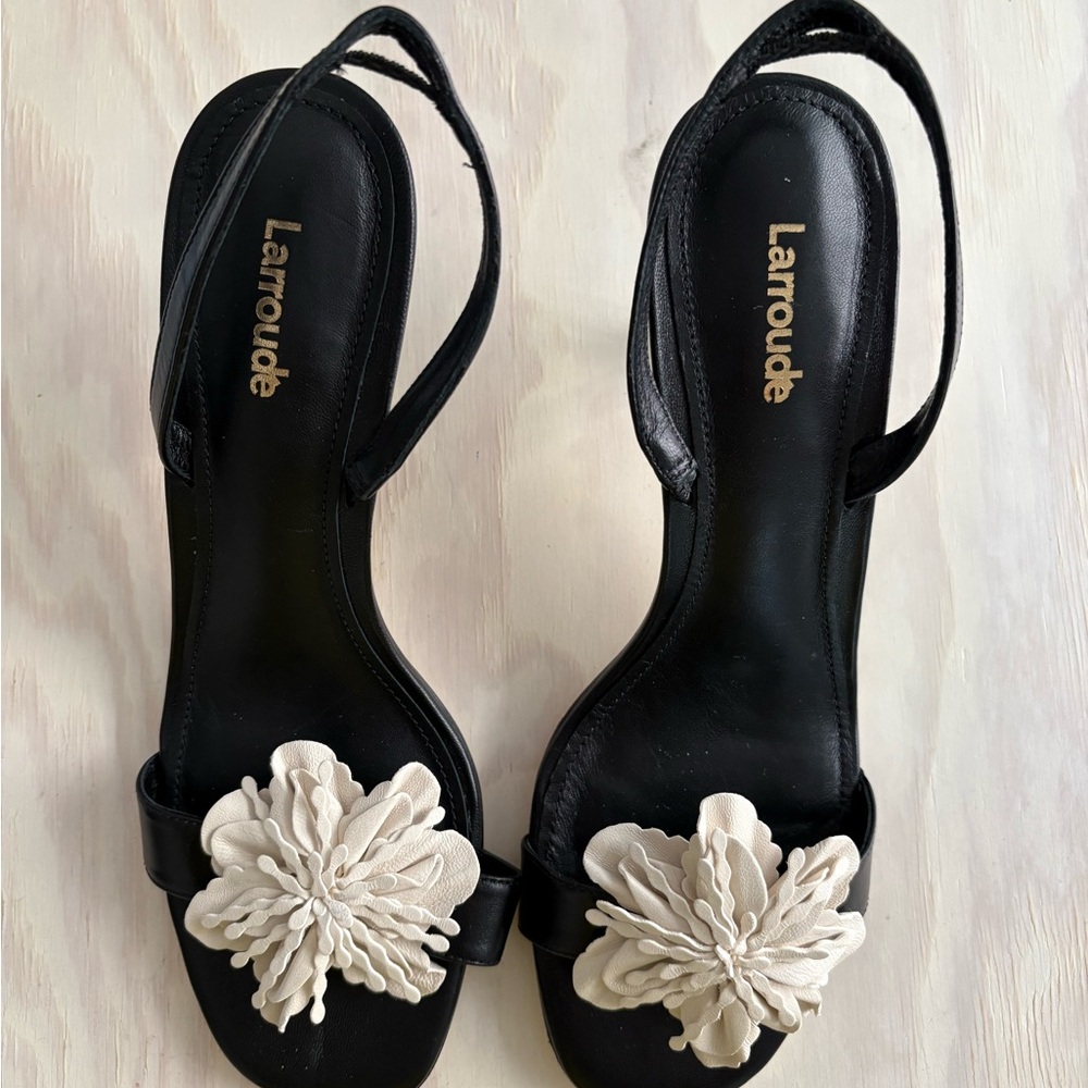 Larroude Women’s Hibiscus Flower Slingback Sandal